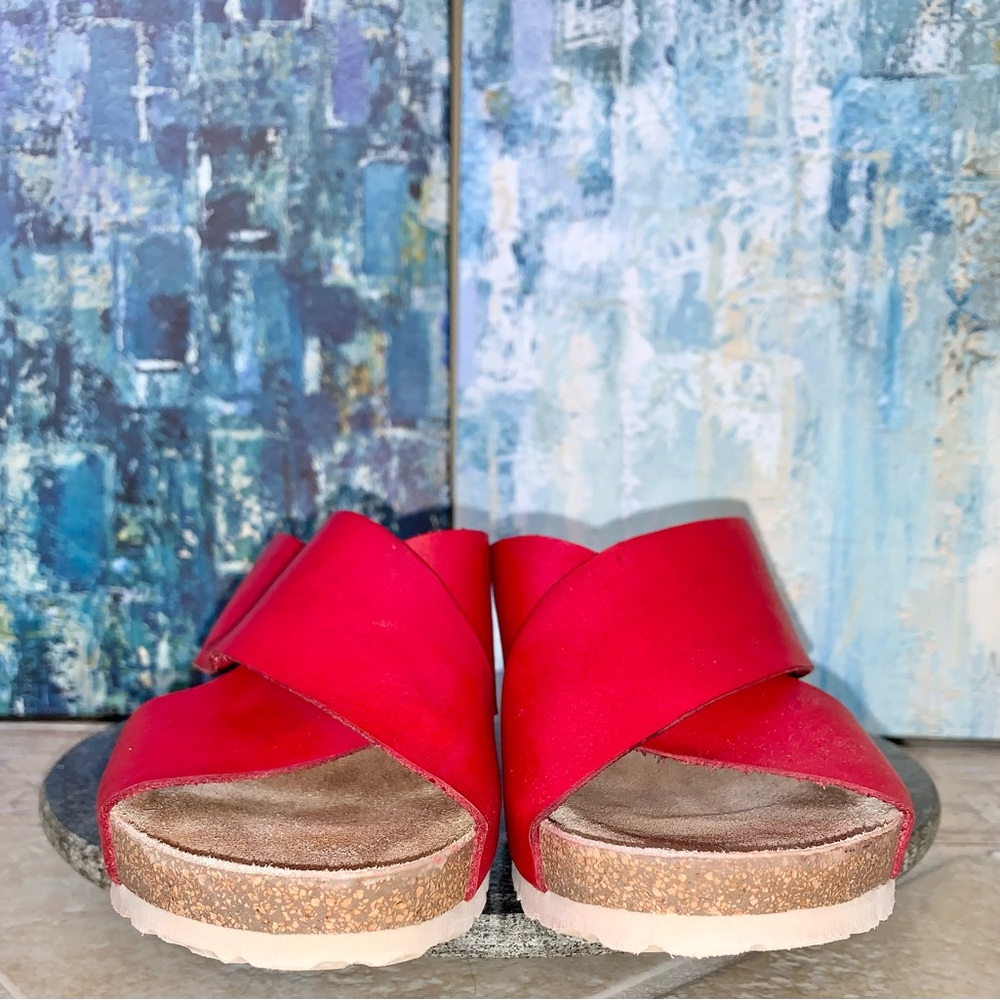 Yokono 9.5 red leather wedges women’s shoes size 9 1/2 - Picture 4 of 14
